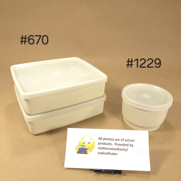 Tupperware Bundle Pack N Carry #1254 #1229 Small Snack Cup #670 Keeper Almond - Picture 5 of 8